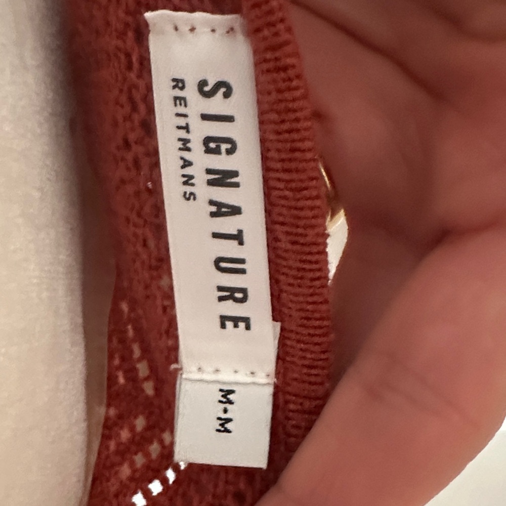 Reitmans Rust Openwork Square-Neck Knit Top - Picture 2 of 5